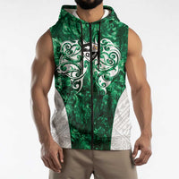 Queensland Maori Kiwi Personalised Sleeveless Zip Hoodie Kikirangi Papua Shell Maori Tribal Tattoo LT9 - Polynesian Pride