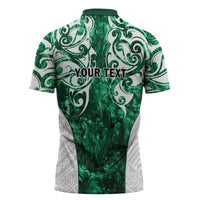 Queensland Maori Kiwi Personalised Zipper Polo Shirt Kikirangi Papua Shell Maori Tribal Tattoo - Polynesian Pride