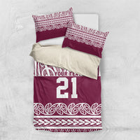 Queensland Maori Nga Hau E Wha Custom Bedding Set Polynesian Maori Tribal Pattern LT9 US Twin 172cm x 218cm Maroon - Polynesian Pride
