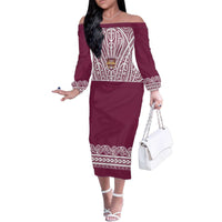 Queensland Maori Nga Hau E Wha Custom Family Matching Off The Shoulder Long Sleeve Dress and Hawaiian Shirt Polynesian Maori Tribal Pattern