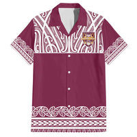 Queensland Maori Nga Hau E Wha Custom Family Matching Off Shoulder Maxi Dress and Hawaiian Shirt Polynesian Maori Tribal Pattern LT9 Dad's Shirt - Short Sleeve Maroon - Polynesian Pride