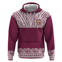 Queensland Maori Nga Hau E Wha Custom Hoodie Polynesian Maori Tribal Pattern LT9 Pullover Hoodie Maroon - Polynesian Pride