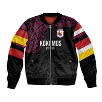 Queensland Papua New Guinea Custom Bomber Jacket All Black Pacific PNG Tribal Style