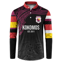 Queensland Papua New Guinea Custom Button Sweatshirt All Black Pacific PNG Tribal Style