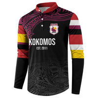 Queensland Papua New Guinea Custom Button Sweatshirt All Black Pacific PNG Tribal Style