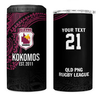 Queensland Papua New Guinea Custom 4 in 1 Can Cooler Tumbler All Black Pacific PNG Tribal Style