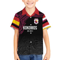 Queensland Papua New Guinea Custom Family Matching Off Shoulder Short Dress and Hawaiian Shirt All Black Pacific PNG Tribal Style LT9 Son's Shirt Black - Polynesian Pride