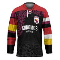 Queensland Papua New Guinea Custom Hockey Jersey All Black Pacific PNG Tribal Style - Polynesian Pride