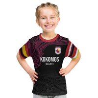 Queensland Papua New Guinea Custom Kid T Shirt All Black Pacific PNG Tribal Style