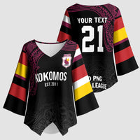 Queensland Papua New Guinea Custom Kimono Sleeve Blouse All Black Pacific PNG Tribal Style - Polynesian Pride