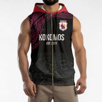 Queensland Papua New Guinea Custom Sleeveless Zip Hoodie All Black Pacific PNG Tribal Style LT9 - Polynesian Pride