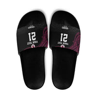 Queensland Papua New Guinea Custom Slide Sandals All Black Pacific PNG Tribal Style - Polynesian Pride