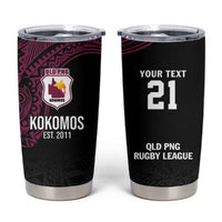 Queensland Papua New Guinea Custom Tumbler Cup All Black Pacific PNG Tribal Style