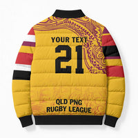 Queensland Papua New Guinea Custom Bomber Puffer Jacket All Gold Pacific PNG Tribal Style - Polynesian Pride