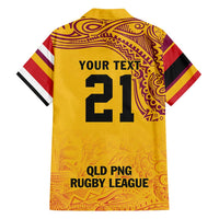 Queensland Papua New Guinea Custom Family Matching Off Shoulder Short Dress and Hawaiian Shirt All Gold Pacific PNG Tribal Style LT9 - Polynesian Pride
