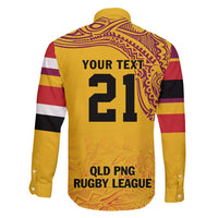 Queensland Papua New Guinea Custom Family Matching Puletasi and Hawaiian Shirt All Gold Pacific PNG Tribal Style