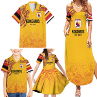 Queensland Papua New Guinea Custom Family Matching Summer Maxi Dress and Hawaiian Shirt All Gold Pacific PNG Tribal Style LT9 - Polynesian Pride