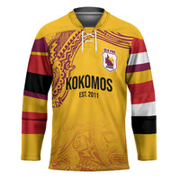 Queensland Papua New Guinea Custom Hockey Jersey All Gold Pacific PNG Tribal Style - Polynesian Pride