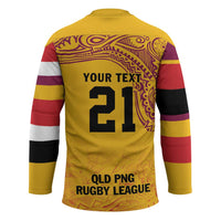 Queensland Papua New Guinea Custom Hockey Jersey All Gold Pacific PNG Tribal Style - Polynesian Pride