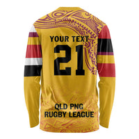 Queensland Papua New Guinea Custom Long Sleeve Shirt All Gold Pacific PNG Tribal Style