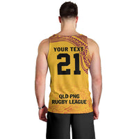 Queensland Papua New Guinea Custom Men Tank Top All Gold Pacific PNG Tribal Style