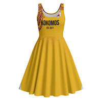 Queensland Papua New Guinea Custom Midi Dress All Gold Pacific PNG Tribal Style - Polynesian Pride