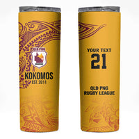 Queensland Papua New Guinea Custom Skinny Tumbler All Gold Pacific PNG Tribal Style