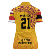 Queensland Papua New Guinea Custom Women Polo Shirt All Gold Pacific PNG Tribal Style