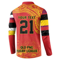 Queensland Papua New Guinea Custom Button Sweatshirt All Red Pacific PNG Tribal Style