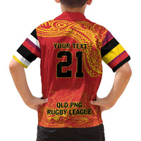 Queensland Papua New Guinea Custom Family Matching Puletasi and Hawaiian Shirt All Red Pacific PNG Tribal Style