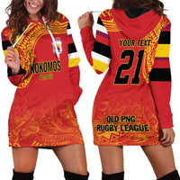 Queensland Papua New Guinea Custom Hoodie Dress All Red Pacific PNG Tribal Style