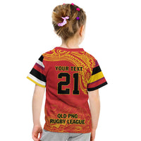 Queensland Papua New Guinea Custom Kid T Shirt All Red Pacific PNG Tribal Style