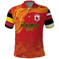 Queensland Papua New Guinea Custom Polo Shirt All Red Pacific PNG Tribal Style