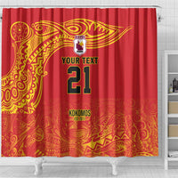 Queensland Papua New Guinea Custom Shower Curtain All Red Pacific PNG Tribal Style