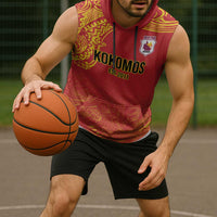 Queensland Papua New Guinea Custom Sleeveless Hoodie All Red Pacific PNG Tribal Style - Polynesian Pride