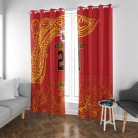 Queensland Papua New Guinea Custom Window Curtain All Red Pacific PNG Tribal Style