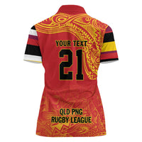 Queensland Papua New Guinea Custom Women Polo Shirt All Red Pacific PNG Tribal Style