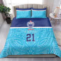 Queensland Samoa Custom Bedding Set Blue Pacific Polynesian Tribal Pattern