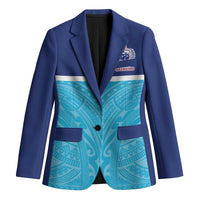 Queensland Samoa Custom Blazer Blue Pacific Polynesian Tribal Pattern - Polynesian Pride