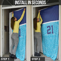 Queensland Samoa Custom Door Cover Blue Pacific Polynesian Tribal Pattern - Polynesian Pride