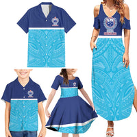 Queensland Samoa Custom Family Matching Summer Maxi Dress and Hawaiian Shirt Blue Pacific Polynesian Tribal Pattern LT9 - Polynesian Pride