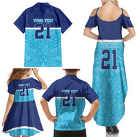 Queensland Samoa Custom Family Matching Summer Maxi Dress and Hawaiian Shirt Blue Pacific Polynesian Tribal Pattern LT9 - Polynesian Pride