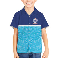 Queensland Samoa Custom Family Matching Tank Maxi Dress and Hawaiian Shirt Blue Pacific Polynesian Tribal Pattern