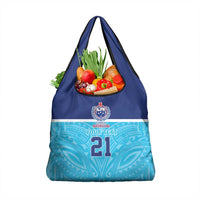Queensland Samoa Custom Grocery Bag Blue Pacific Polynesian Tribal Pattern