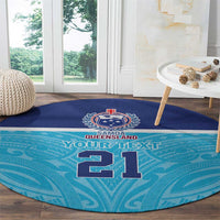 Queensland Samoa Custom Round Carpet Blue Pacific Polynesian Tribal Pattern
