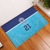 Queensland Samoa Custom Rubber Doormat Blue Pacific Polynesian Tribal Pattern