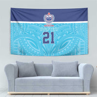 Queensland Samoa Custom Tapestry Blue Pacific Polynesian Tribal Pattern