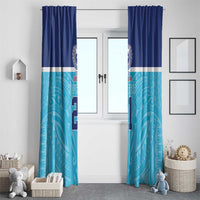 Queensland Samoa Custom Window Curtain Blue Pacific Polynesian Tribal Pattern
