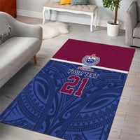 Queensland Samoa Custom Area Rug Maroon-Blue Pacific Polynesian Tribal Pattern