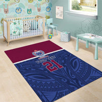 Queensland Samoa Custom Area Rug Maroon-Blue Pacific Polynesian Tribal Pattern